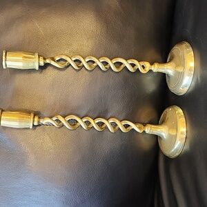Elegant Brass Twisted Candlestick Holders